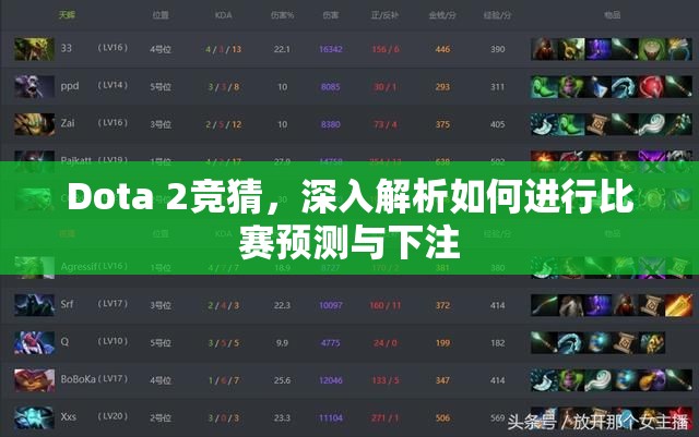 Dota 2竞猜，深入解析如何进行比赛预测与下注